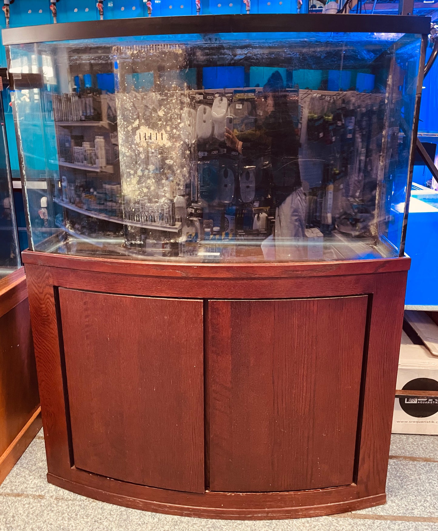 Used 76 gallon Bow Front Oceanic and Cherry Stand