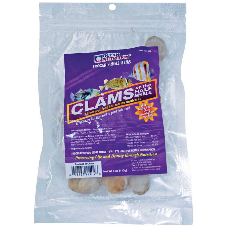 Onutr Frozen Clams On The Half Shell 4oz