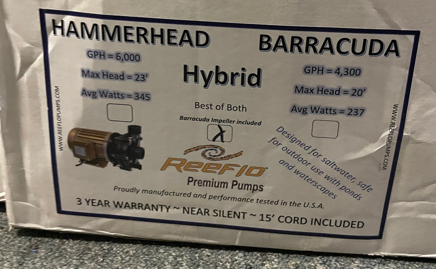 REEFIO Hammerhead Barracuda hybrid premium pump